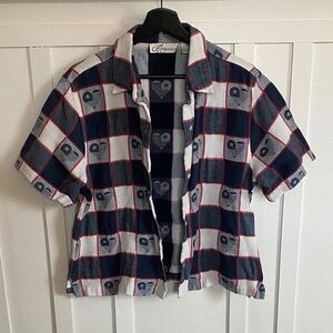 Vintage Dress Barn Americana 100% Cotton Hearts Red White Blue Size XL